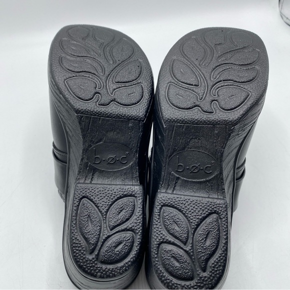 BOC B.O.C. Black Leather Heeled Platform Clogs Mule Shoes  6 Earthy Granola - Picture 5 of 7